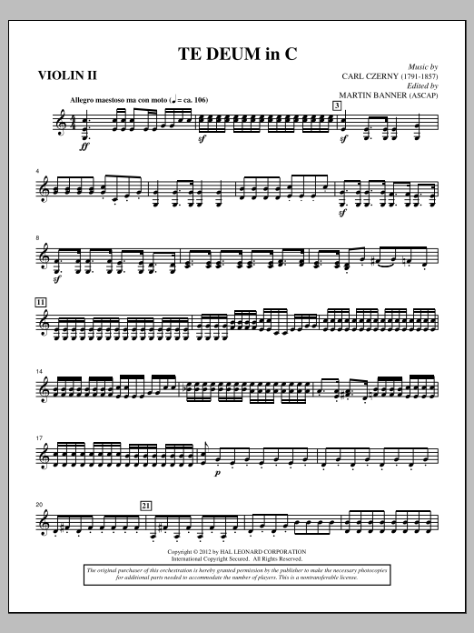 Te Deum In C - Violin 2 sheet music