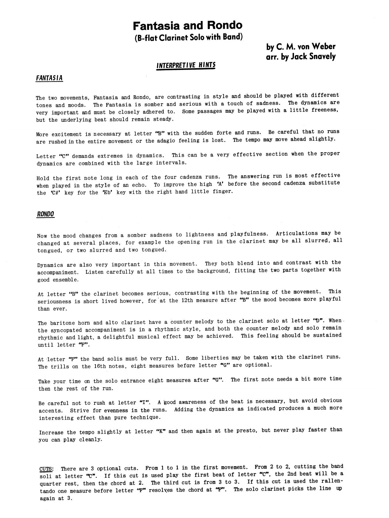 Preview Carl Marie von Weber Fantasia and Rondo Classical sheet music, notes and chords for Woodwind Solo, SKU: 372671 Fantasia and Rondo sheet music