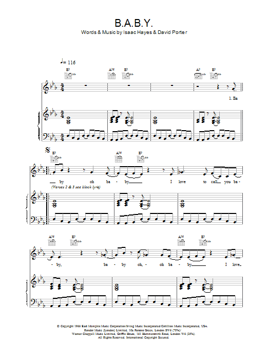 Carla Thomas B-A-B-Y Sheet Music Notes & Chords for Melody Line, Lyrics & Chords - Download or Print PDF