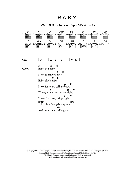Carla Thomas B.A.B.Y. Sheet Music Notes & Chords for Lyrics & Chords - Download or Print PDF