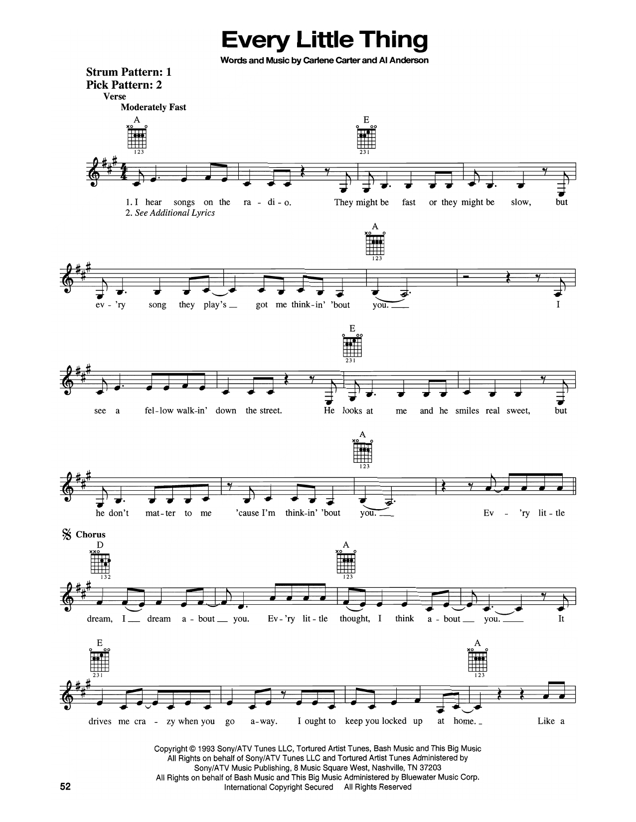 Carlene Carter Every Little Thing Sheet Music Notes & Chords for Easy Guitar - Download or Print PDF