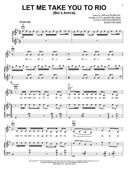 Preview Carlinhos Brown Let Me Take You To Rio (Blu's Arrival) Children sheet music, notes and chords for Piano, Vocal & Guitar (Right-Hand Melody), SKU: 82277 Let Me Take You To Rio (Blu's Arrival) sheet music