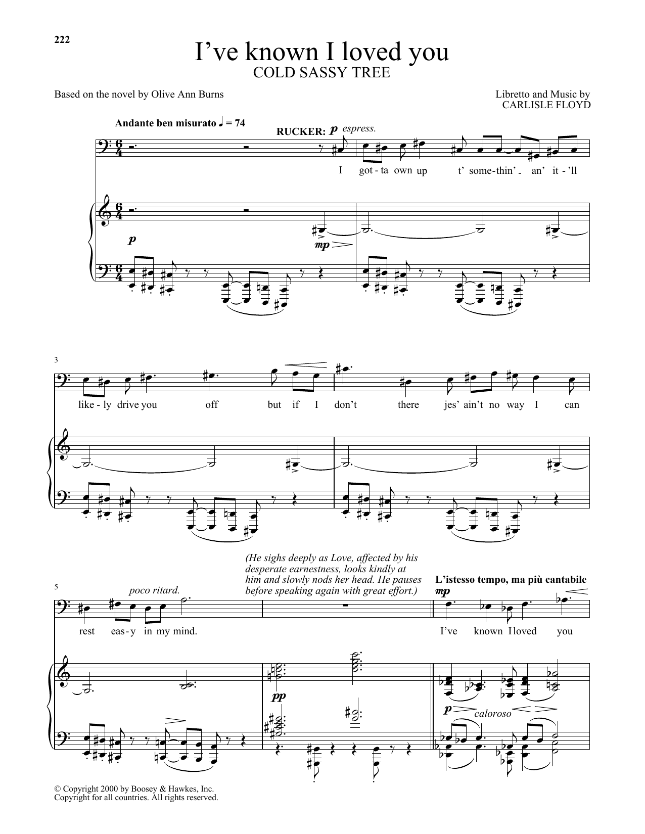 Carlisle Floyd I've Known I Loved You Sheet Music Notes & Chords for Piano & Vocal - Download or Print PDF
