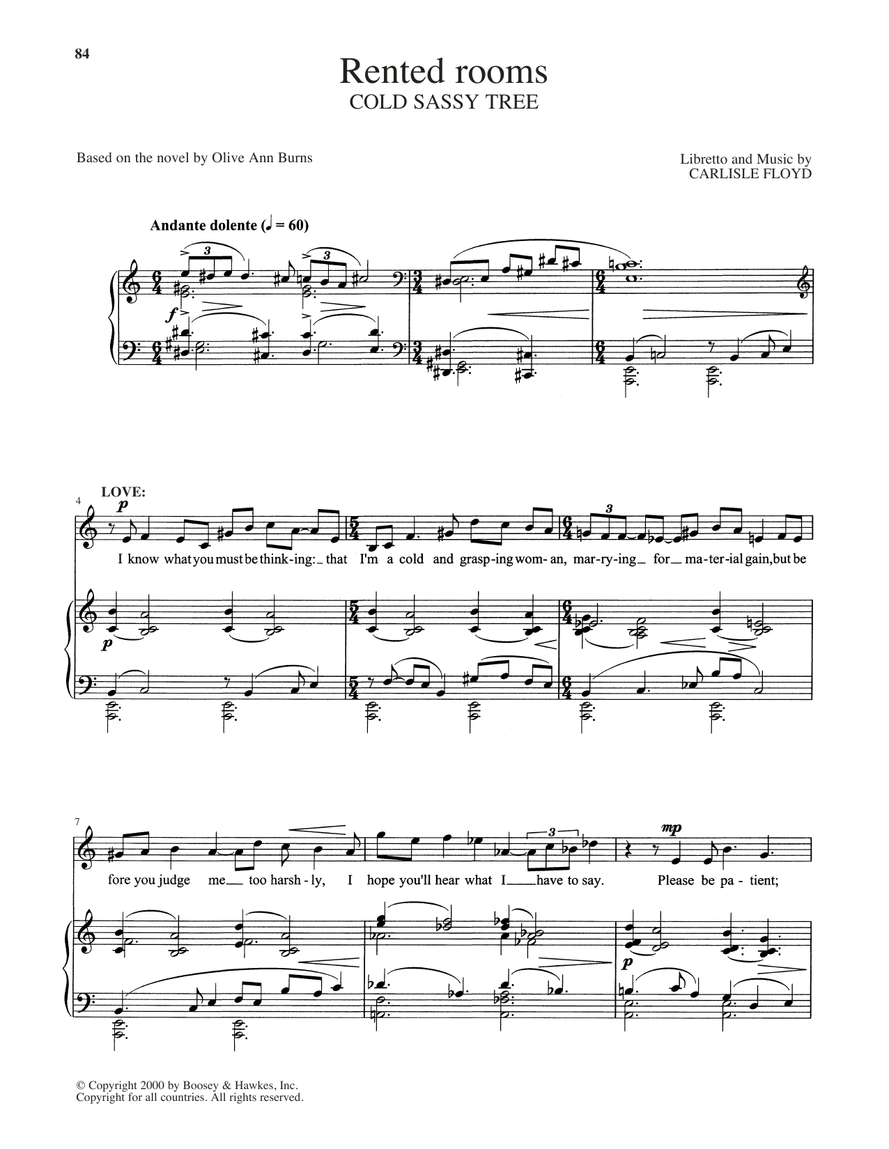 Carlisle Floyd Rented Rooms Sheet Music Notes & Chords for Piano & Vocal - Download or Print PDF