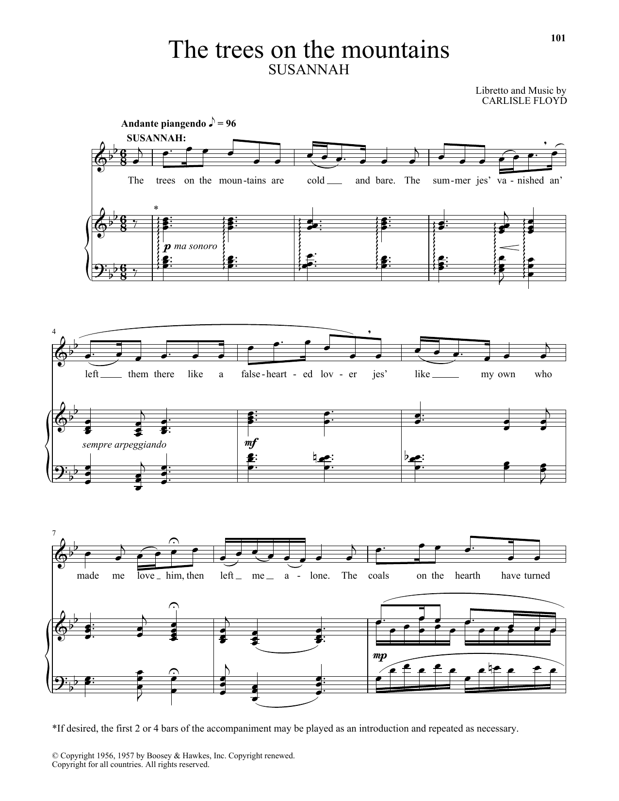 Carlisle Floyd The Trees On The Mountains Sheet Music Notes & Chords for Piano & Vocal - Download or Print PDF