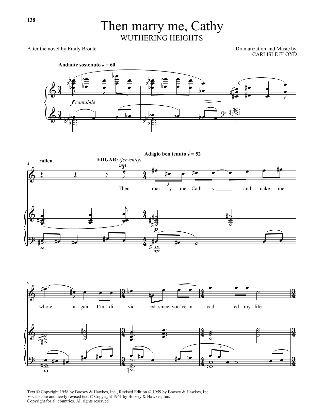 Carlisle Floyd Then Marry Me, Cathy Sheet Music Notes & Chords for Piano & Vocal - Download or Print PDF Carlisle Floyd Then Marry Me, Cathy Sheet Music Notes & Chords for Piano & Vocal - Download or Print PDF