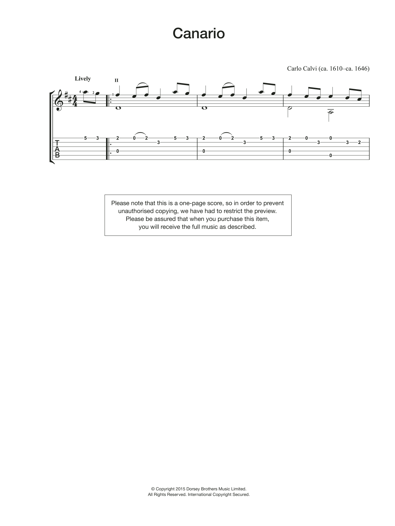 Carlo Calvi Canario Sheet Music Notes & Chords for Guitar - Download or Print PDF
