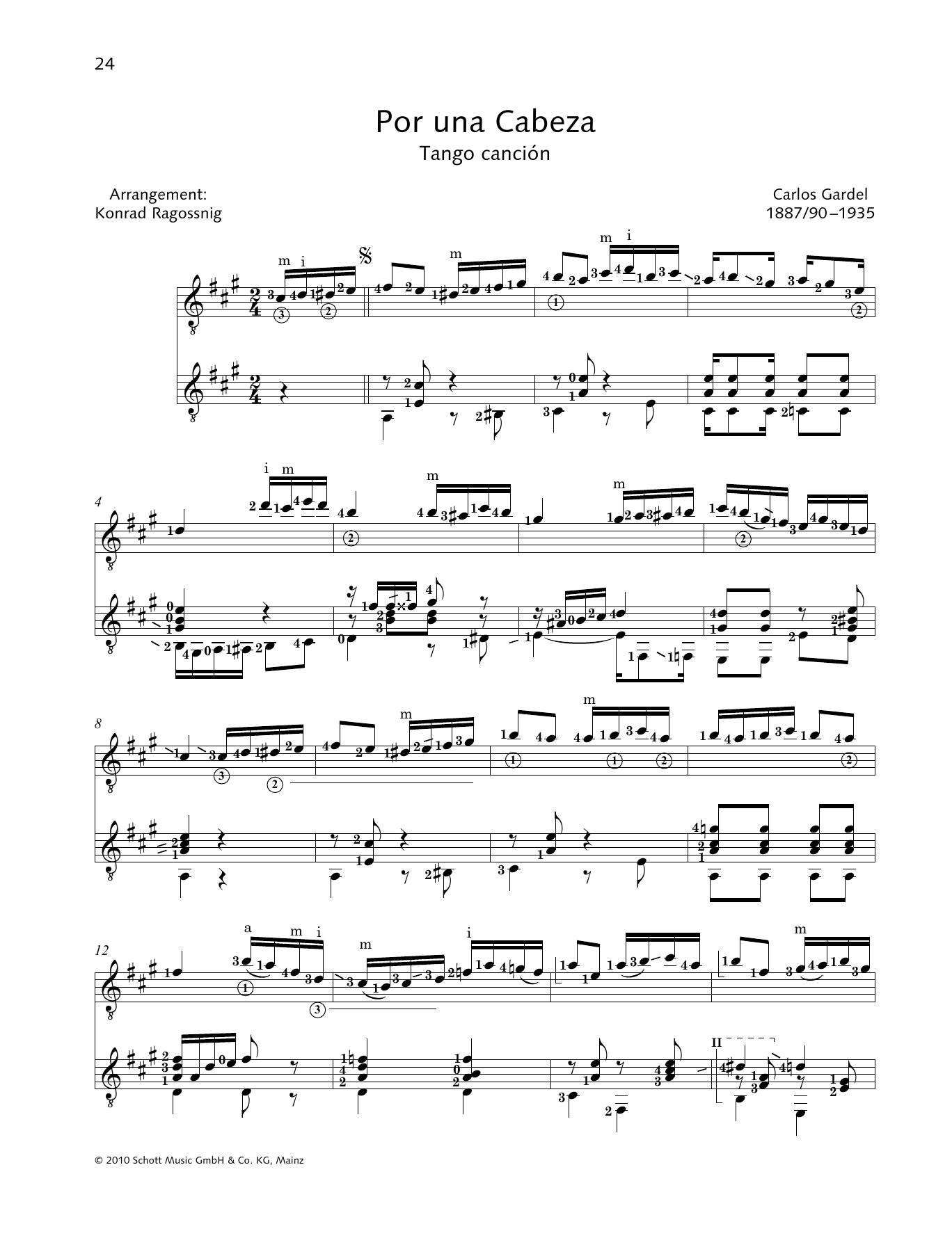 Carlos Gardel Por Una Cabeza - Full Score Sheet Music Notes & Chords for Performance Ensemble - Download or Print PDF