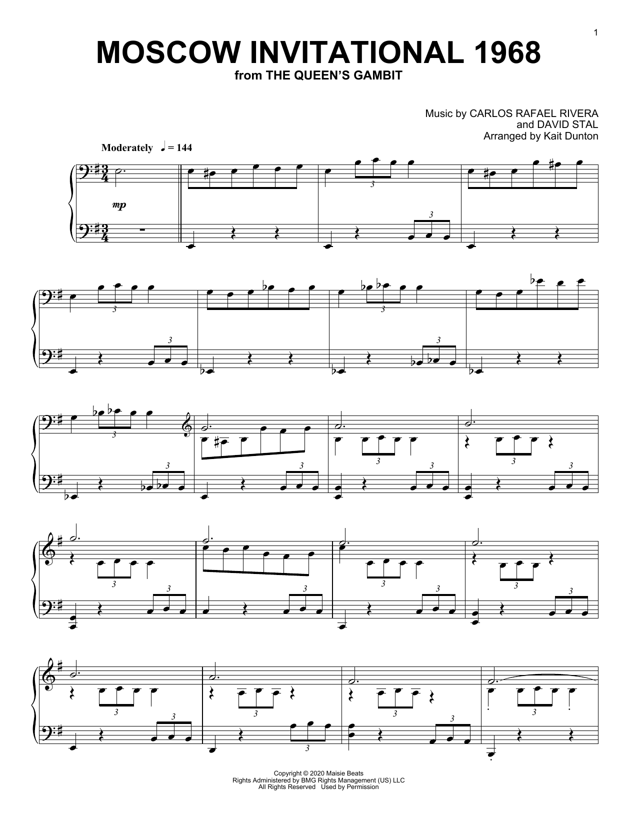 Carlos Rafael Rivera Moscow Invitational 1968 (from The Queen's Gambit) Sheet Music Notes & Chords for Piano Solo - Download or Print PDF