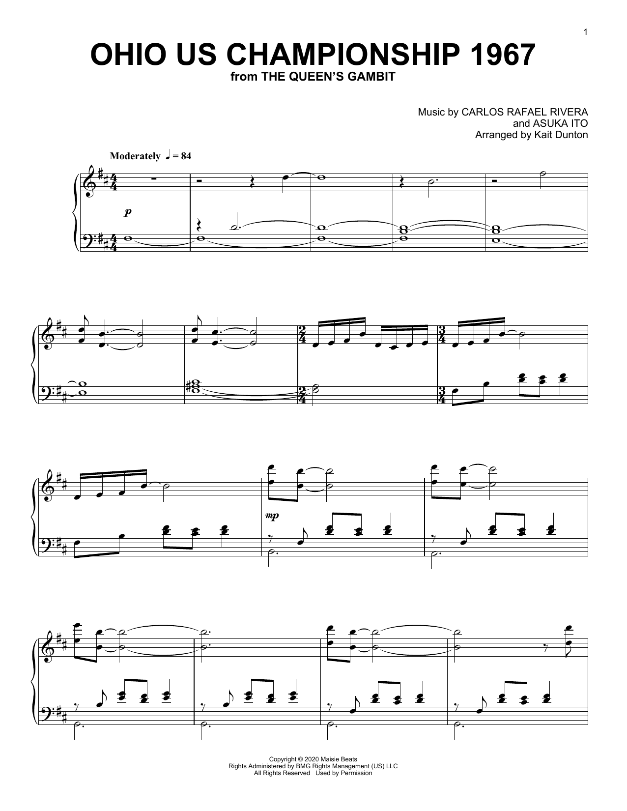 Carlos Rafael Rivera Ohio US Championship 1967 (from The Queen's Gambit) Sheet Music Notes & Chords for Piano Solo - Download or Print PDF