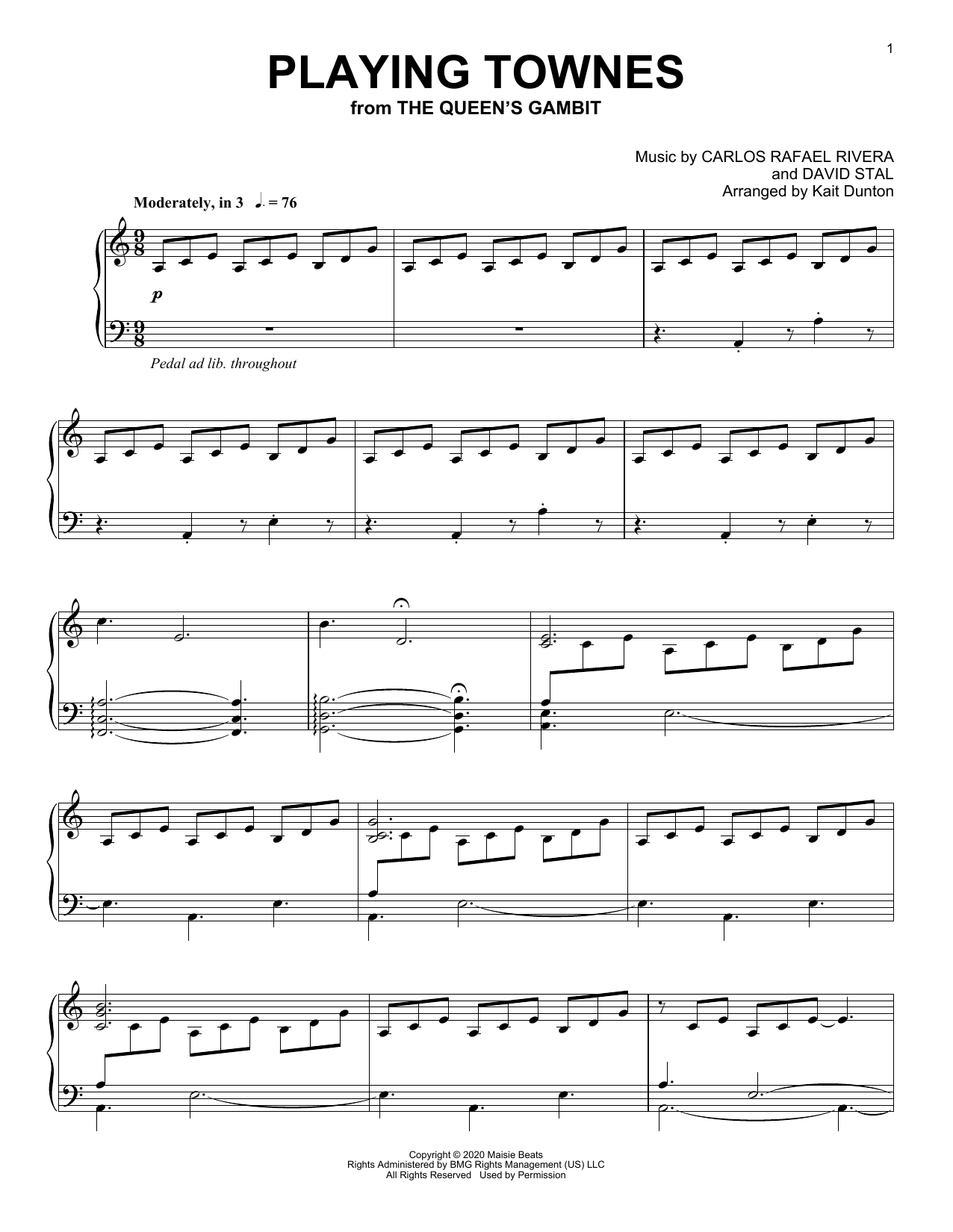 Carlos Rafael Rivera Playing Townes (from The Queen's Gambit) Sheet Music Notes & Chords for Piano Solo - Download or Print PDF