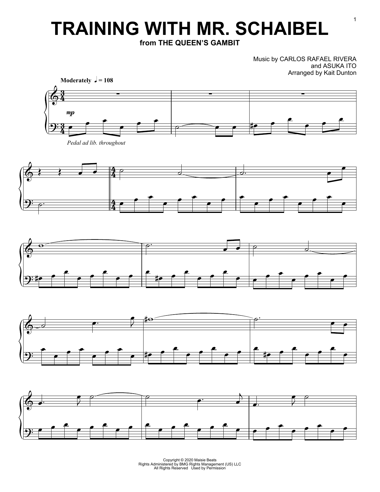 Carlos Rafael Rivera Training With Mr. Schaibel (from The Queen's Gambit) Sheet Music Notes & Chords for Piano Solo - Download or Print PDF