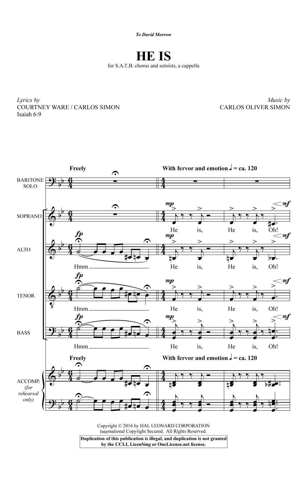 Carlos Simon He Is Sheet Music Notes & Chords for SATB - Download or Print PDF