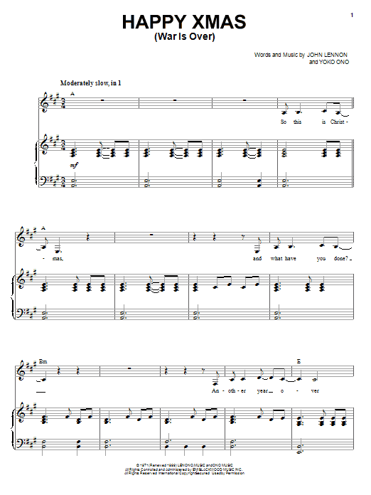 Carly Simon Happy Xmas (War Is Over) Sheet Music Notes & Chords for Piano & Vocal - Download or Print PDF Carly Simon Happy Xmas (War Is Over) Sheet Music Notes & Chords for Piano & Vocal - Download or Print PDF