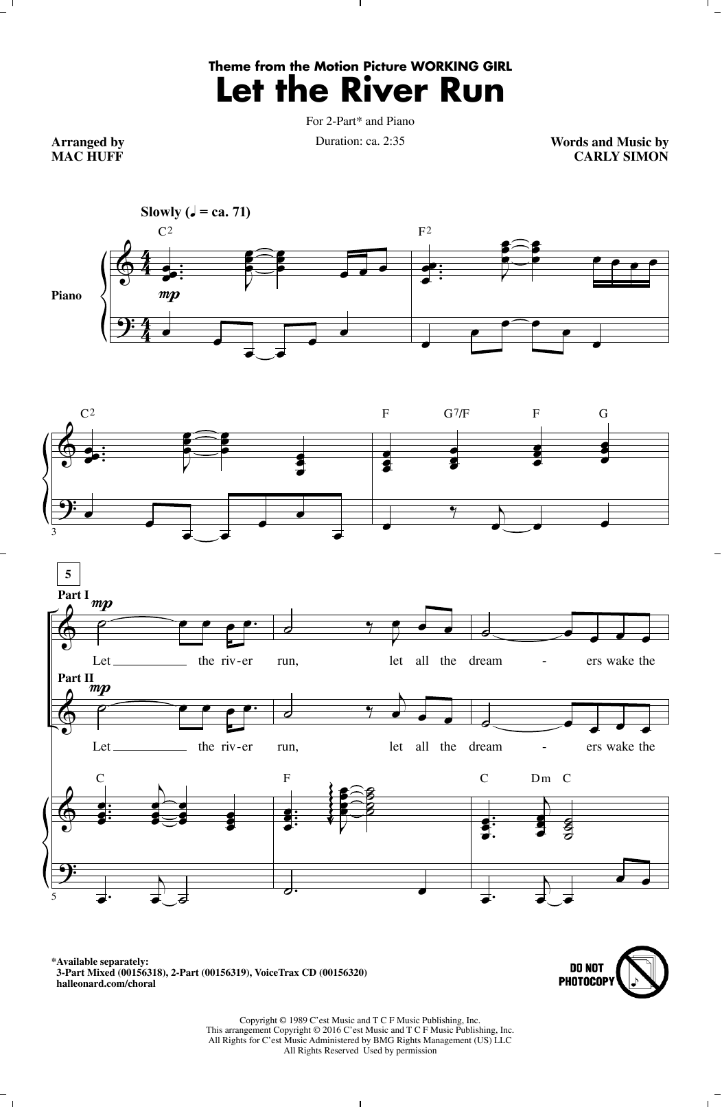 Mac Huff Let The River Run Sheet Music Notes & Chords for 2-Part Choir - Download or Print PDF