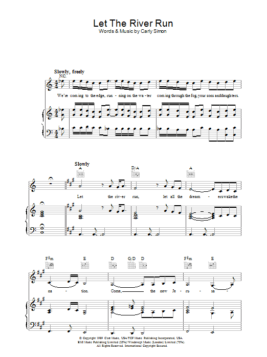 Carly Simon Let The River Run Sheet Music Notes & Chords for Trumpet - Download or Print PDF