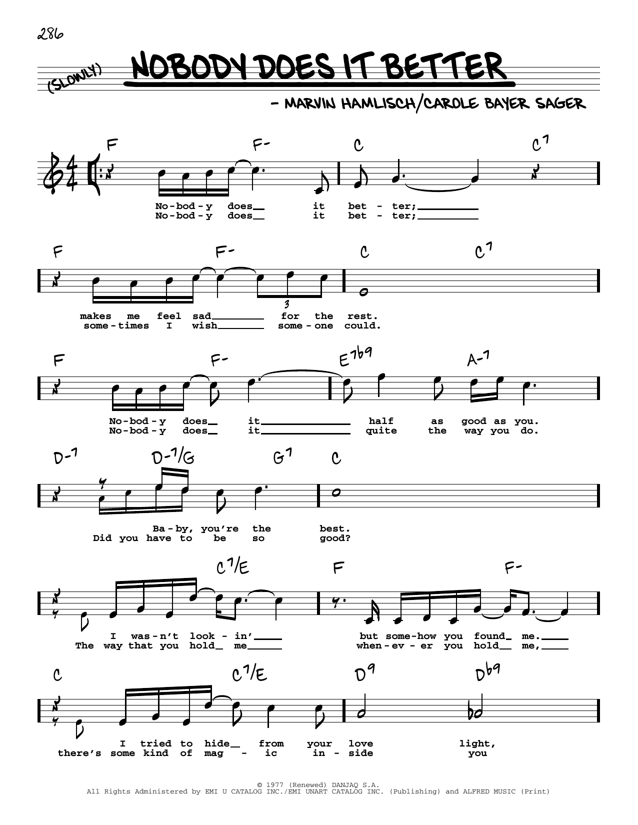 Carly Simon Nobody Does It Better (High Voice) Sheet Music Notes & Chords for Real Book – Melody, Lyrics & Chords - Download or Print PDF