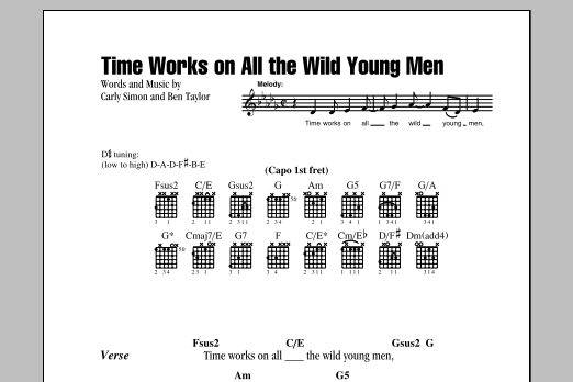 Carly Simon Time Works On All The Wild Young Men Sheet Music Notes & Chords for Lyrics & Chords - Download or Print PDF