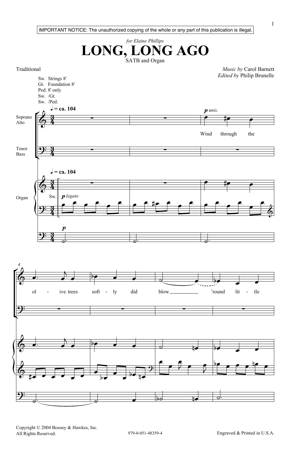 Carol Barnett Long, Long Ago Sheet Music Notes & Chords for SATB - Download or Print PDF