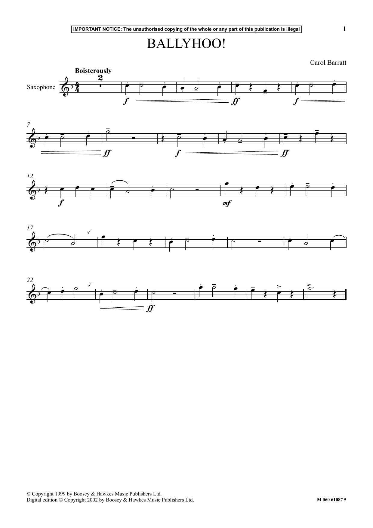 Carol Barratt Ballyhoo! Sheet Music Notes & Chords for Instrumental Solo - Download or Print PDF