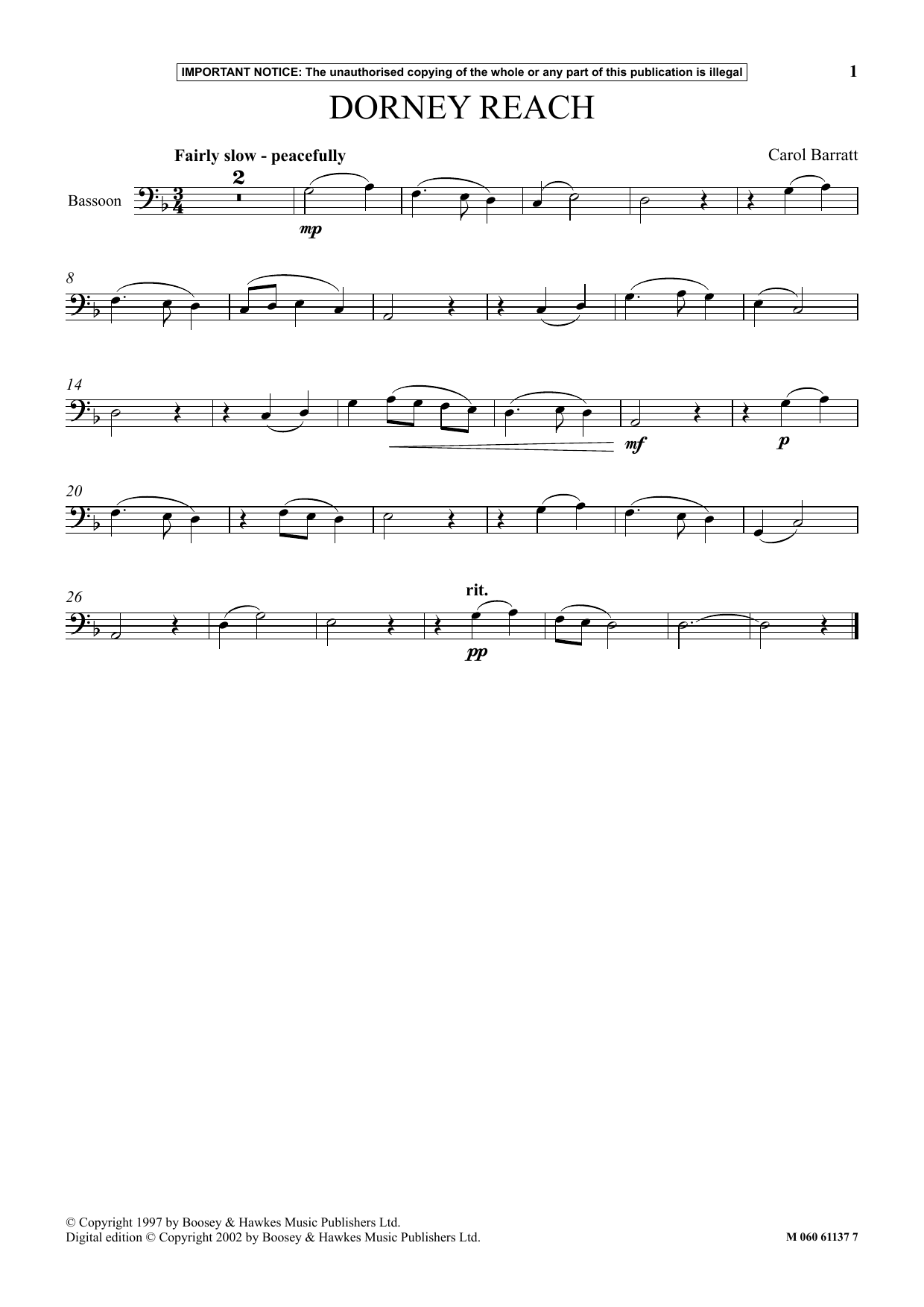 Carol Barratt Dorney Reach Sheet Music Notes & Chords for Instrumental Solo - Download or Print PDF
