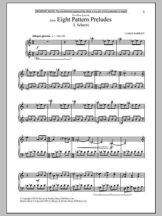 Carol Barratt Eight Pattern Preludes, 3. Scherzo Sheet Music Notes & Chords for Piano - Download or Print PDF
