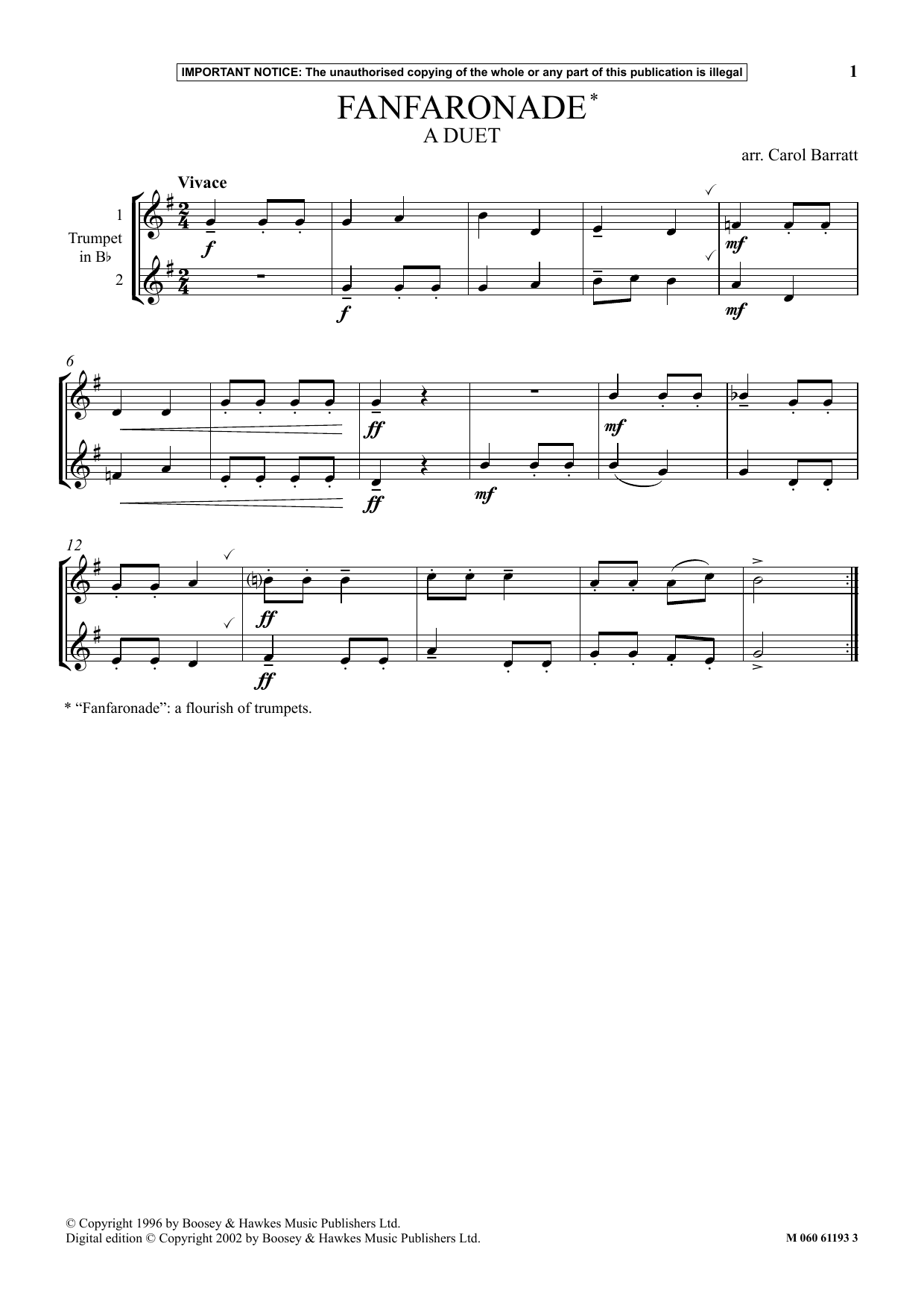 Carol Barratt Fanfaronade Sheet Music Notes & Chords for Instrumental Solo - Download or Print PDF