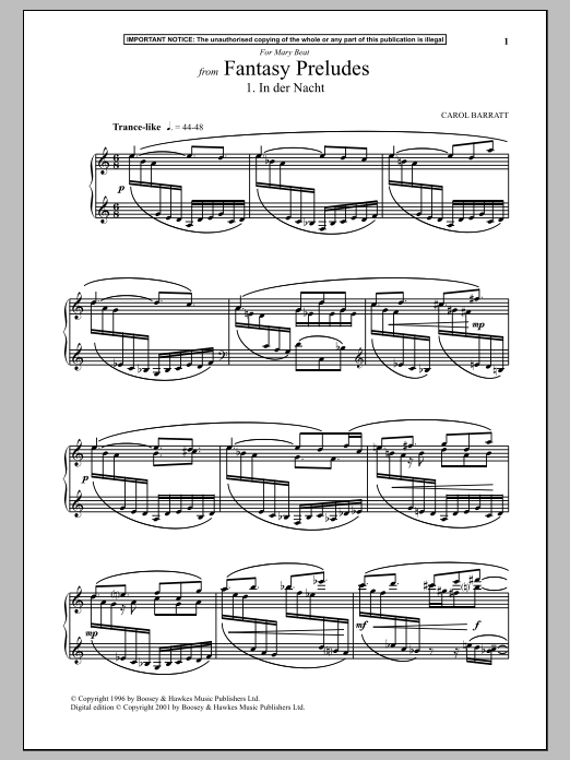 Carol Barratt Fantasy Preludes, 1. In Der Nacht Sheet Music Notes & Chords for Piano - Download or Print PDF Carol Barratt Fantasy Preludes, 1. In Der Nacht Sheet Music Notes & Chords for Piano - Download or Print PDF
