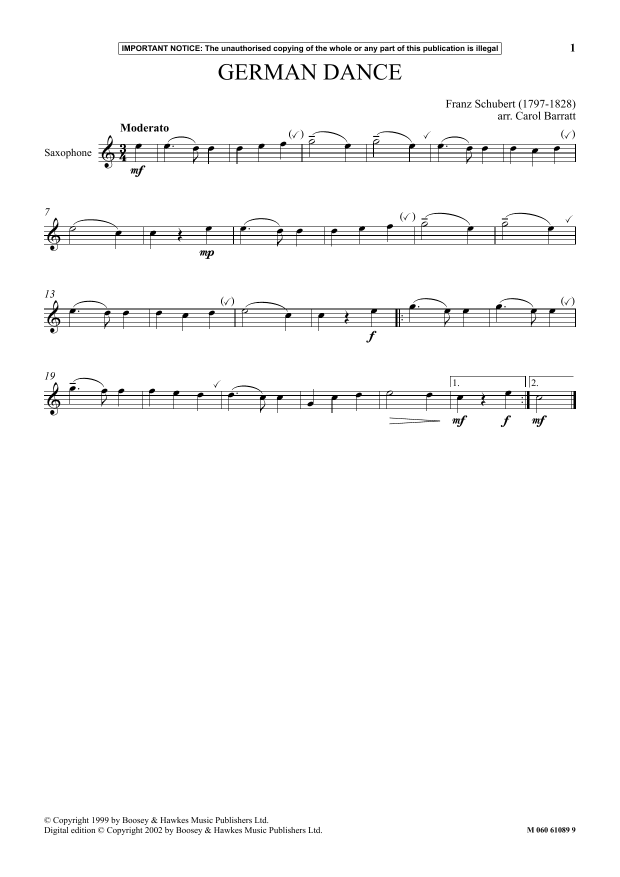 Carol Barratt German Dance Sheet Music Notes & Chords for Instrumental Solo - Download or Print PDF