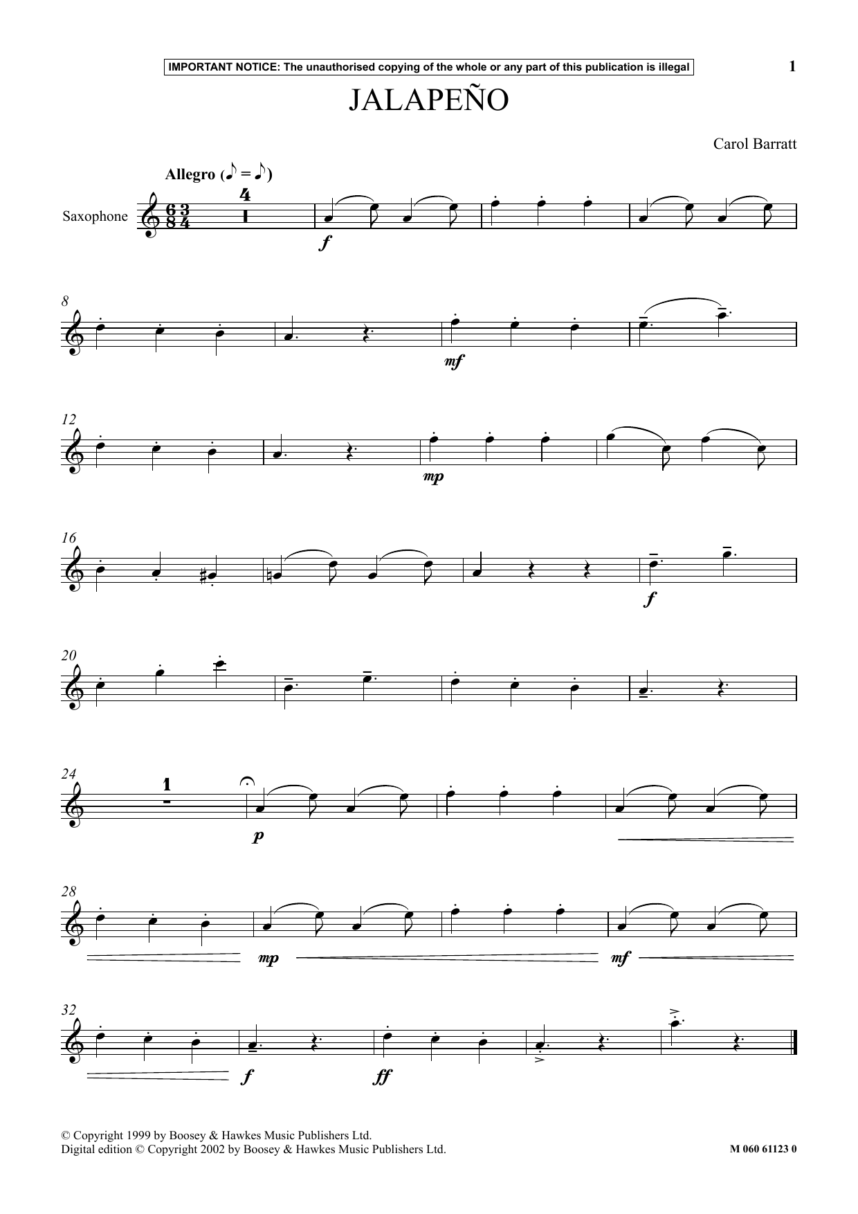 Carol Barratt Jalapeno Sheet Music Notes & Chords for Instrumental Solo - Download or Print PDF