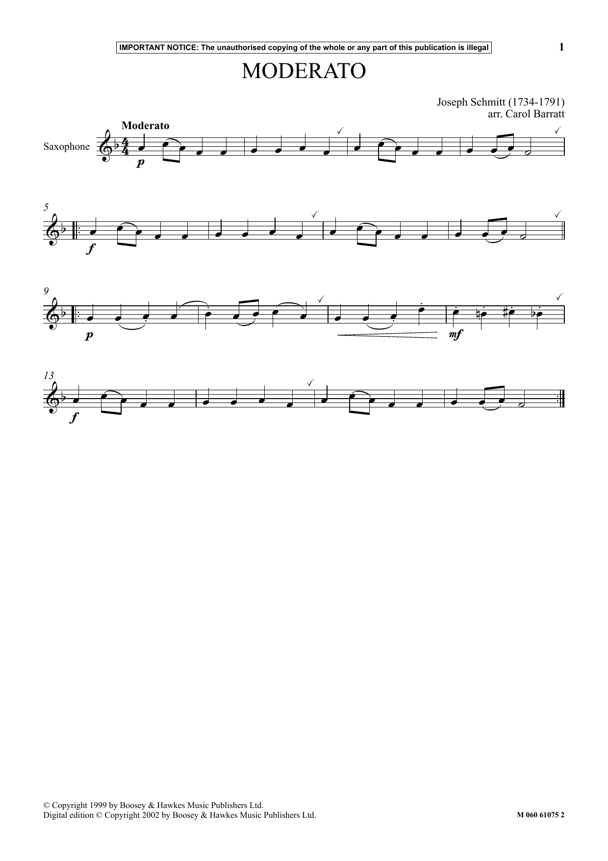 Carol Barratt Moderato Sheet Music Notes & Chords for Instrumental Solo - Download or Print PDF