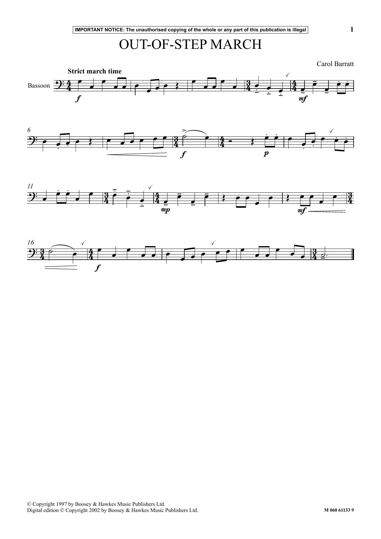 Carol Barratt Out Of Step March Sheet Music Notes & Chords for Instrumental Solo - Download or Print PDF