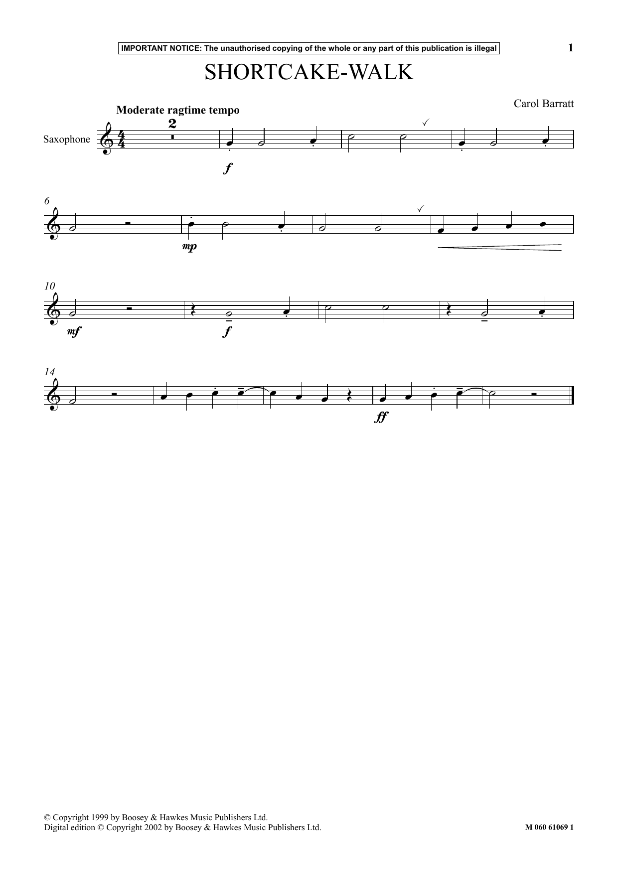 Carol Barratt Shortcake Walk Sheet Music Notes & Chords for Instrumental Solo - Download or Print PDF