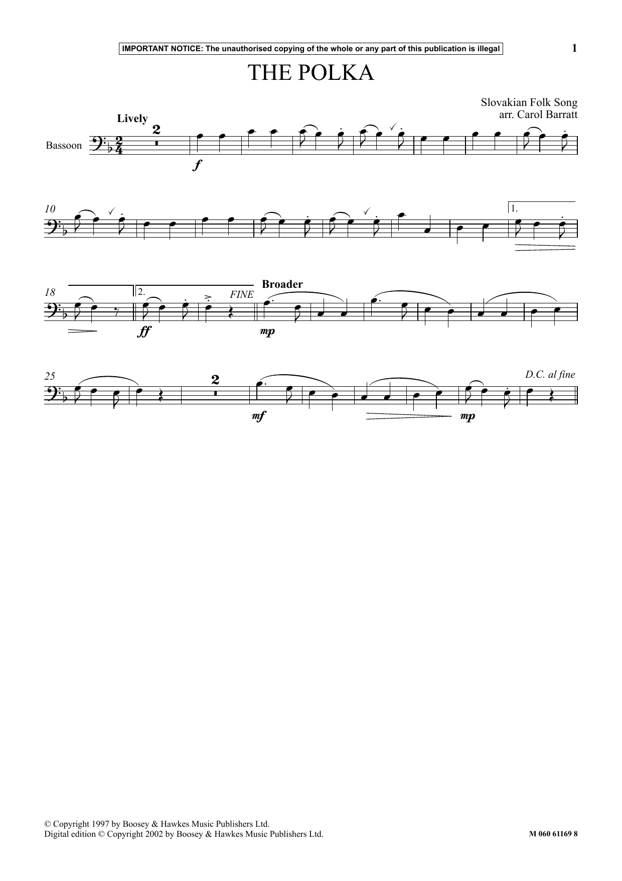 Carol Barratt The Polka Sheet Music Notes & Chords for Instrumental Solo - Download or Print PDF