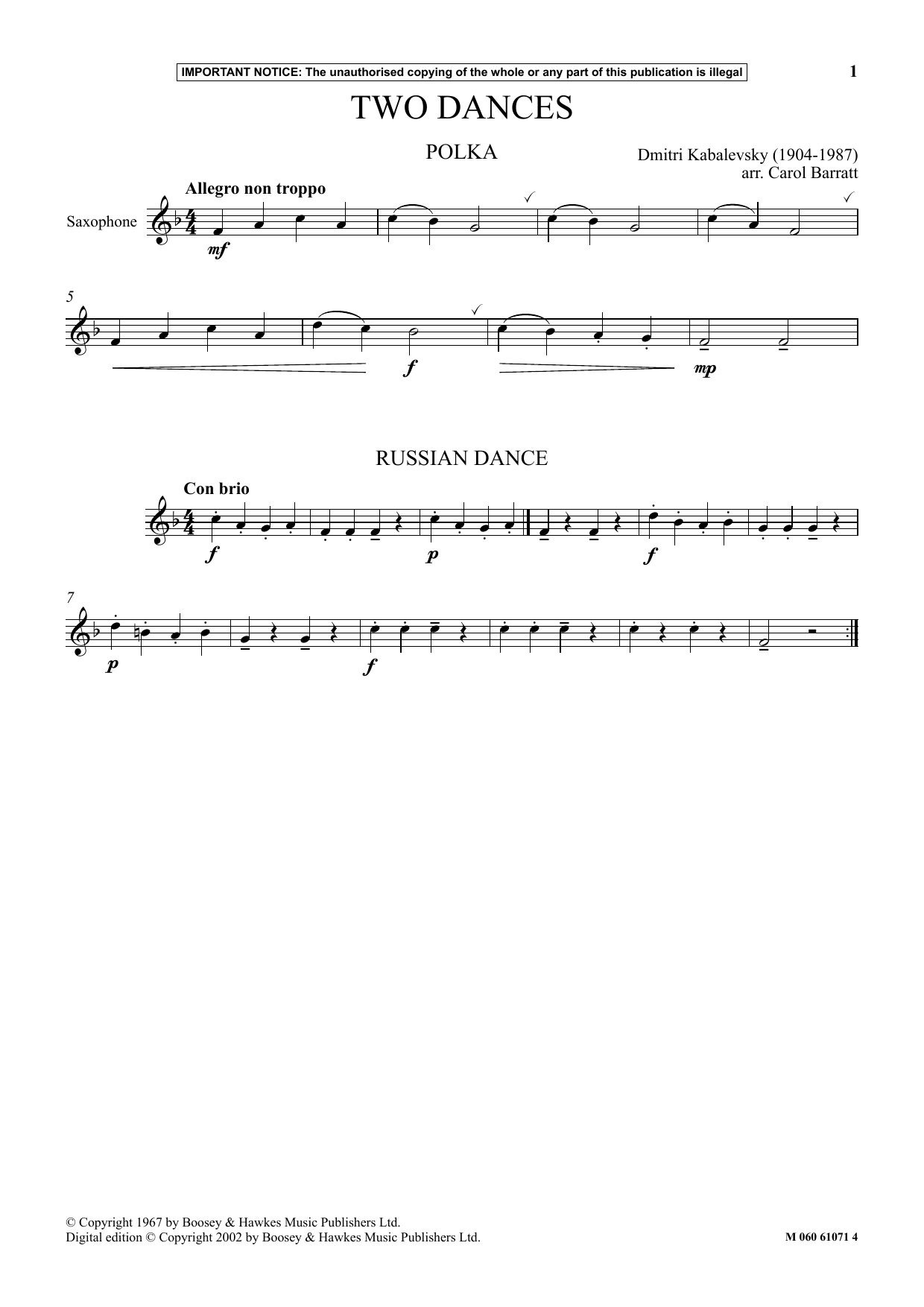 Carol Barratt Two Dances Sheet Music Notes & Chords for Instrumental Solo - Download or Print PDF
