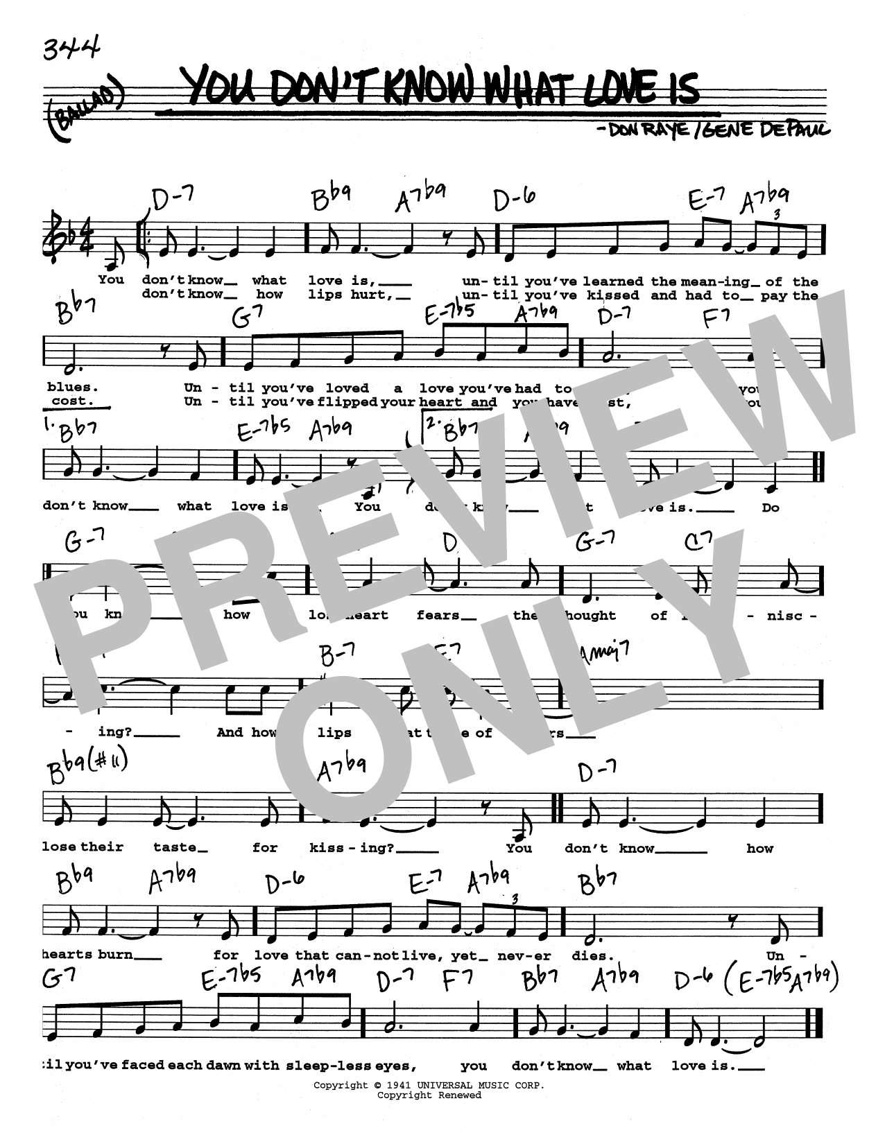 Carol Bruce You Don't Know What Love Is (Low Voice) Sheet Music Notes & Chords for Real Book – Melody, Lyrics & Chords - Download or Print PDF