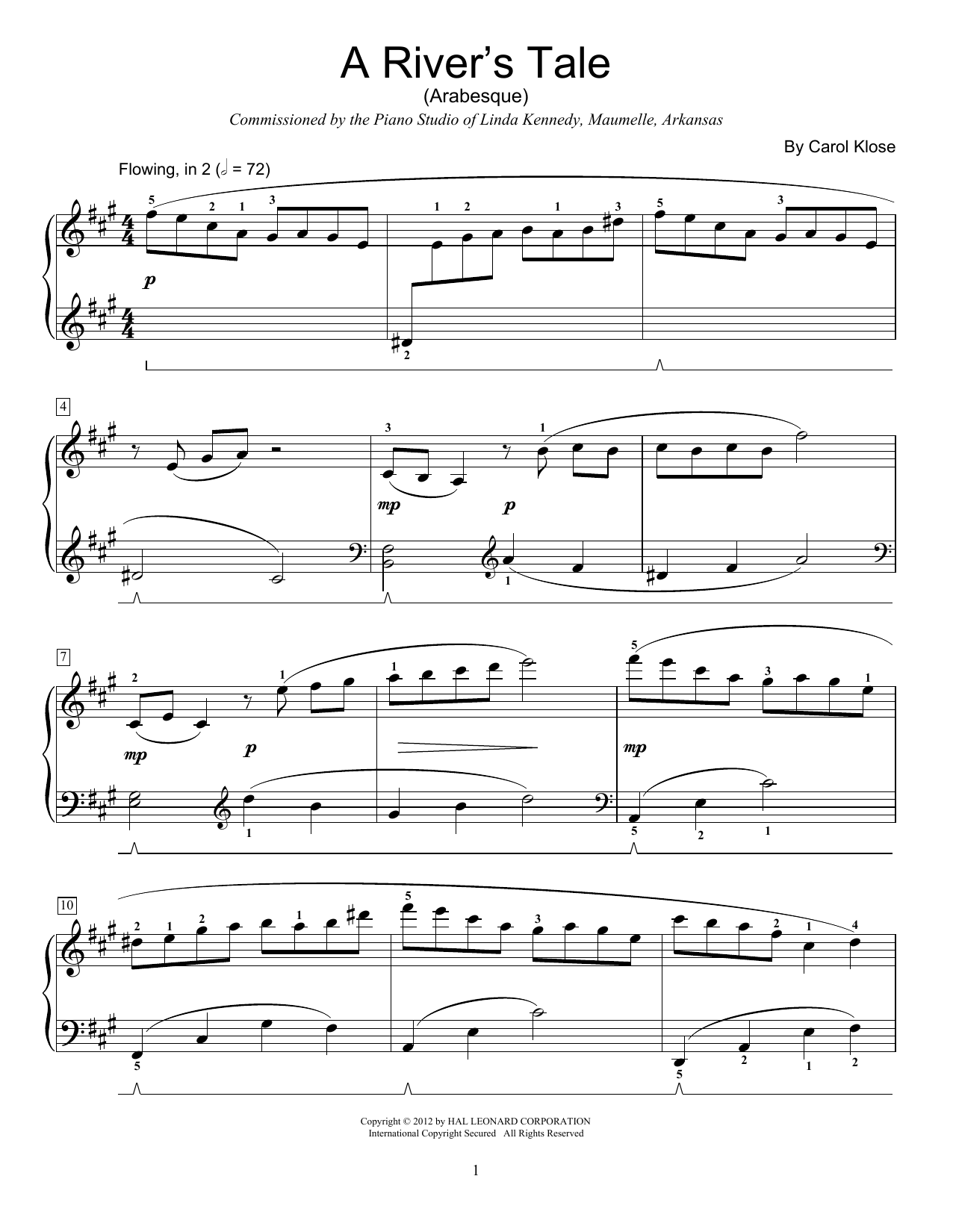 Carol Klose A River's Tale Sheet Music Notes & Chords for Educational Piano - Download or Print PDF