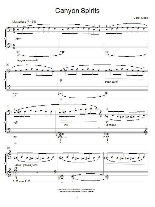 Carol Klose Canyon Spirits Sheet Music Notes & Chords for Educational Piano - Download or Print PDF