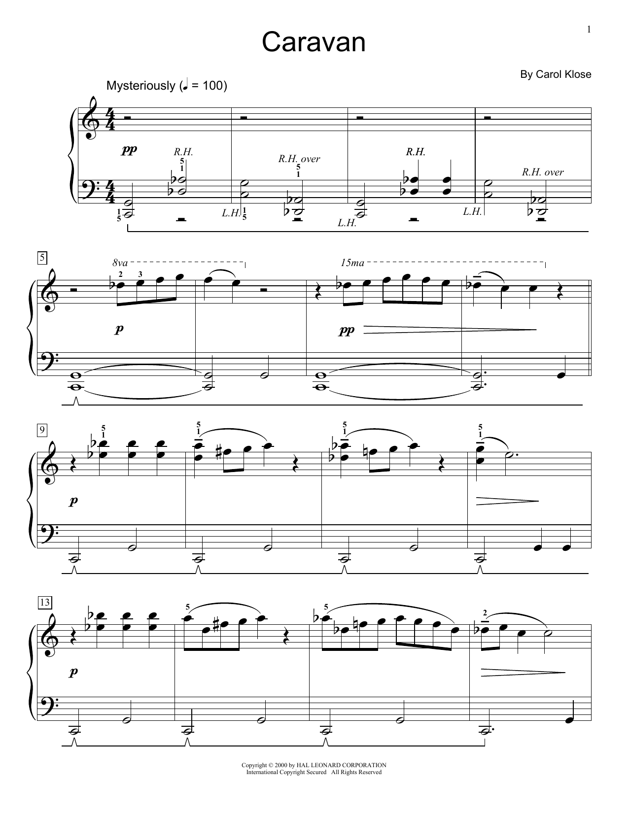 Carol Klose Caravan Sheet Music Notes & Chords for Educational Piano - Download or Print PDF