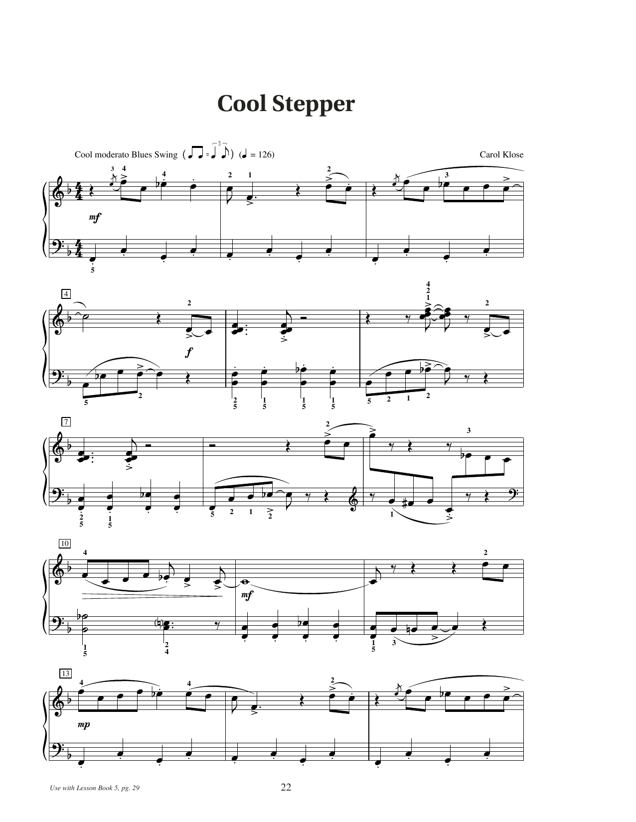 Carol Klose Cool Stepper Sheet Music Notes & Chords for Educational Piano - Download or Print PDF Carol Klose Cool Stepper Sheet Music Notes & Chords for Educational Piano - Download or Print PDF