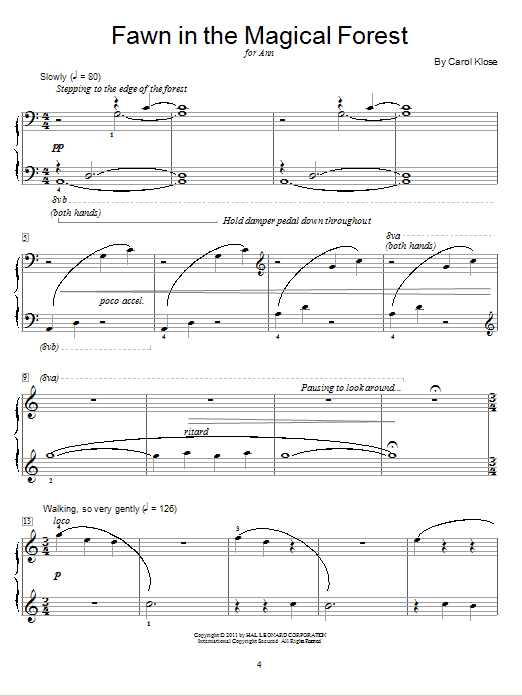 Carol Klose Fawn In The Magical Forest Sheet Music Notes & Chords for Educational Piano - Download or Print PDF