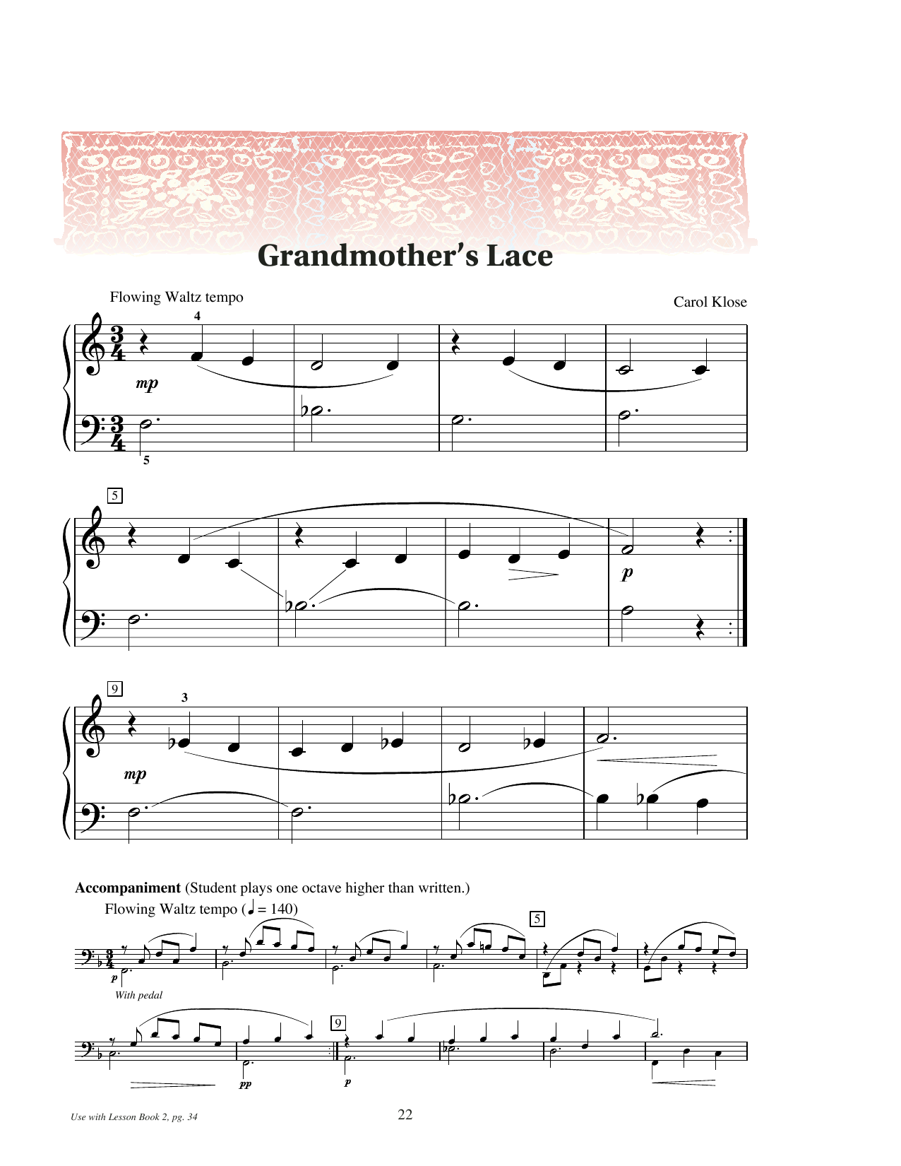 Carol Klose Grandmother's Lace Sheet Music Notes & Chords for Educational Piano - Download or Print PDF Carol Klose Grandmother's Lace Sheet Music Notes & Chords for Educational Piano - Download or Print PDF