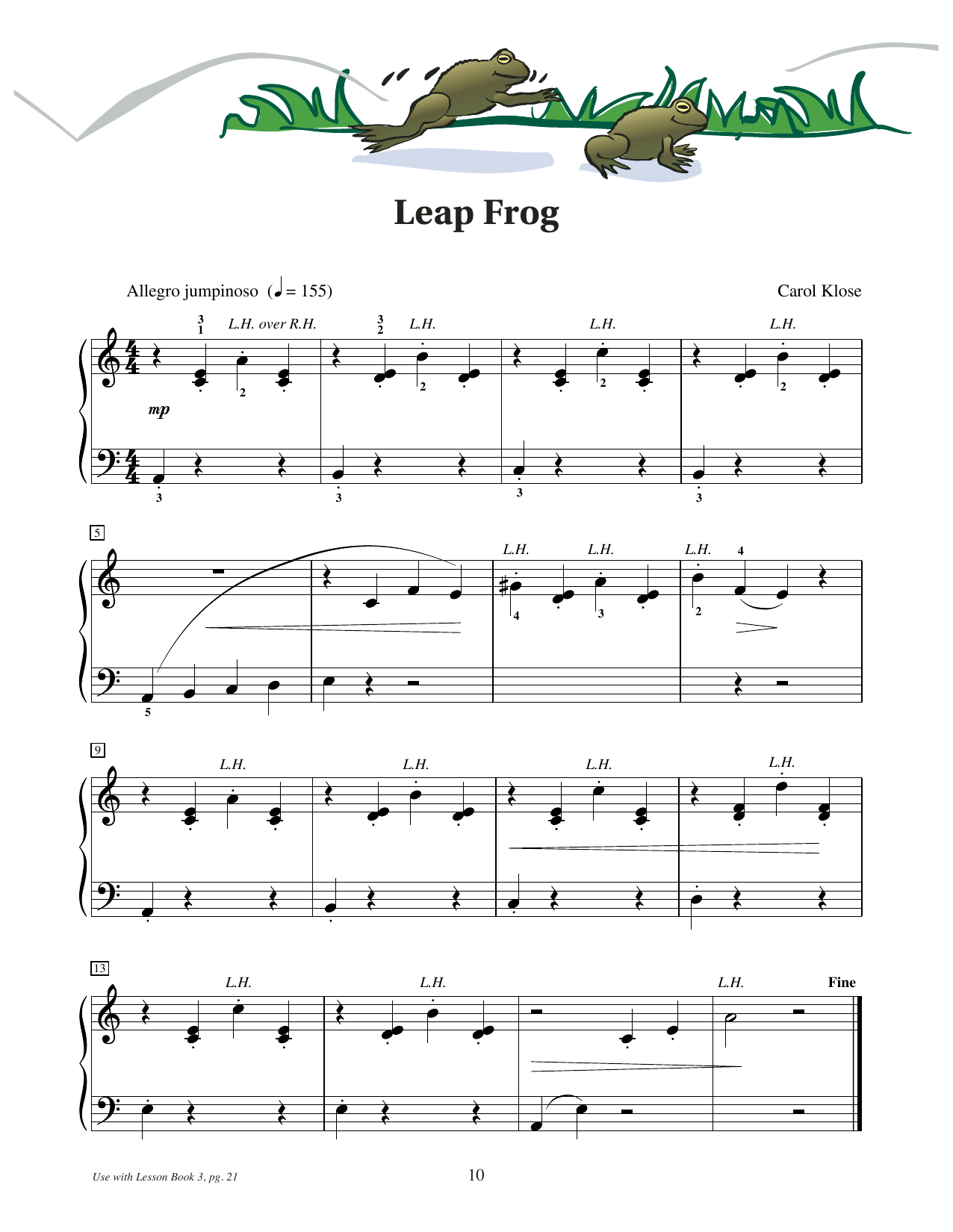 Carol Klose Leap Frog Sheet Music Notes & Chords for Educational Piano - Download or Print PDF