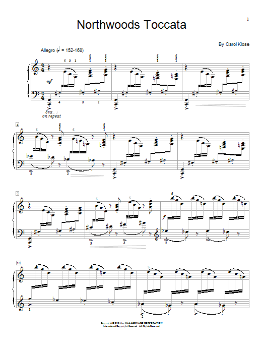 Carol Klose Northwoods Toccata Sheet Music Notes & Chords for Educational Piano - Download or Print PDF