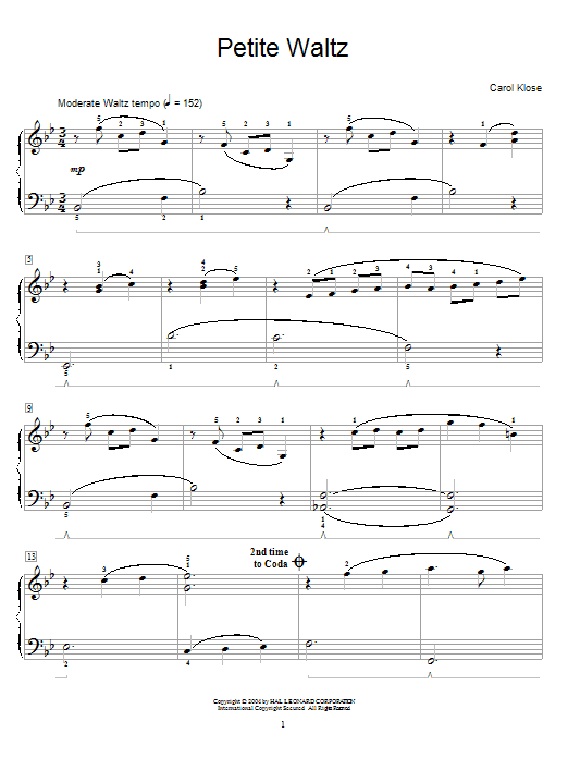 Carol Klose Petite Waltz Sheet Music Notes & Chords for Educational Piano - Download or Print PDF