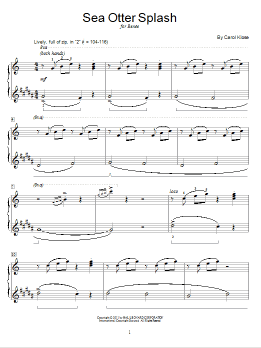 Carol Klose Sea Otter Splash Sheet Music Notes & Chords for Educational Piano - Download or Print PDF