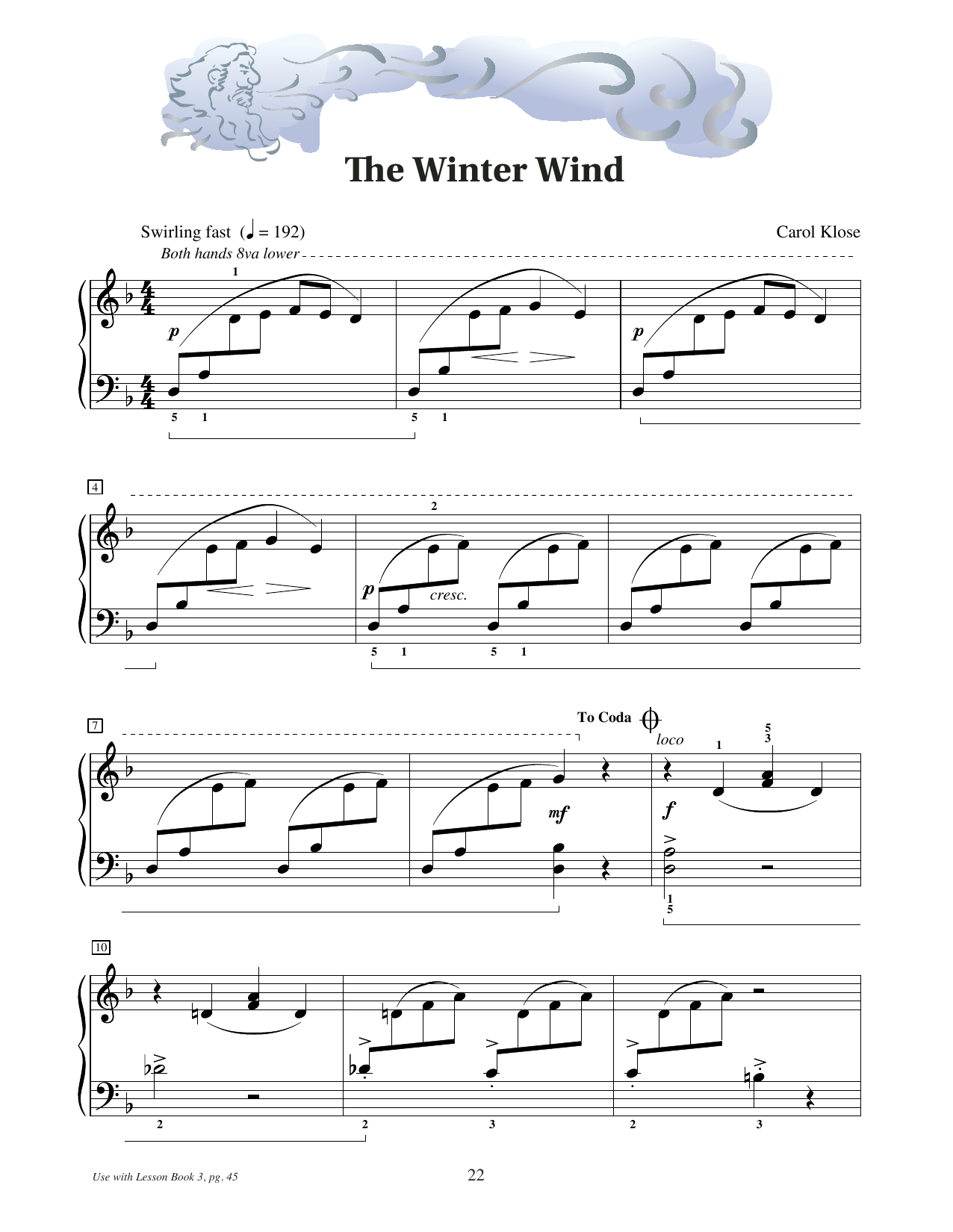 Carol Klose The Winter Wind Sheet Music Notes & Chords for Educational Piano - Download or Print PDF