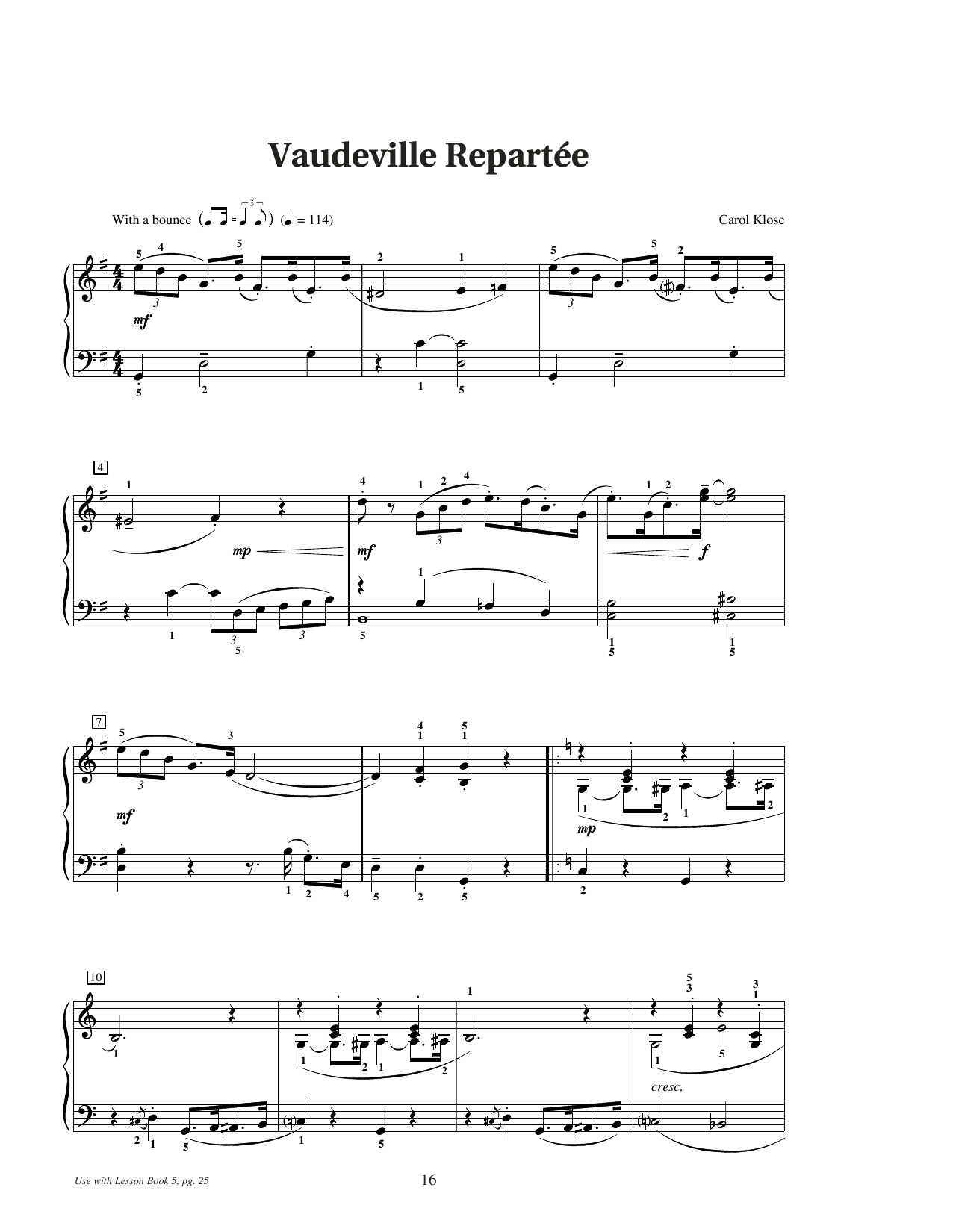 Carol Klose Vaudeville Repartee Sheet Music Notes & Chords for Educational Piano - Download or Print PDF Carol Klose Vaudeville Repartee Sheet Music Notes & Chords for Educational Piano - Download or Print PDF