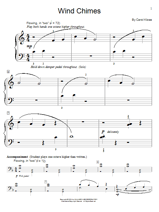 Carol Klose Wind Chimes Sheet Music Notes & Chords for Educational Piano - Download or Print PDF