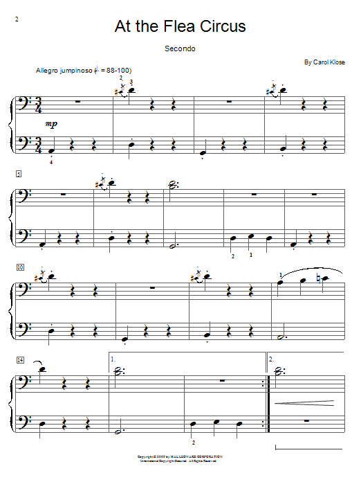 Preview Carol Klose At The Flea Circus Children sheet music, notes and chords for Piano Duet, SKU: 72483 At The Flea Circus sheet music